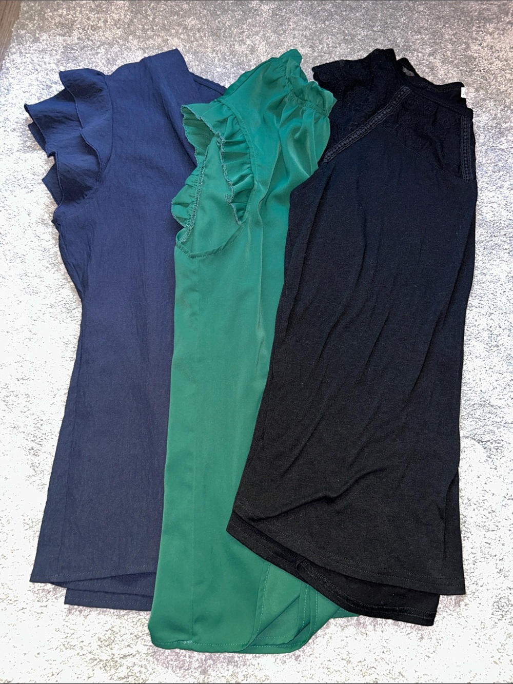 Women’s Ruffle Sleeve Shirt bundle - Black, Emerald, Navy